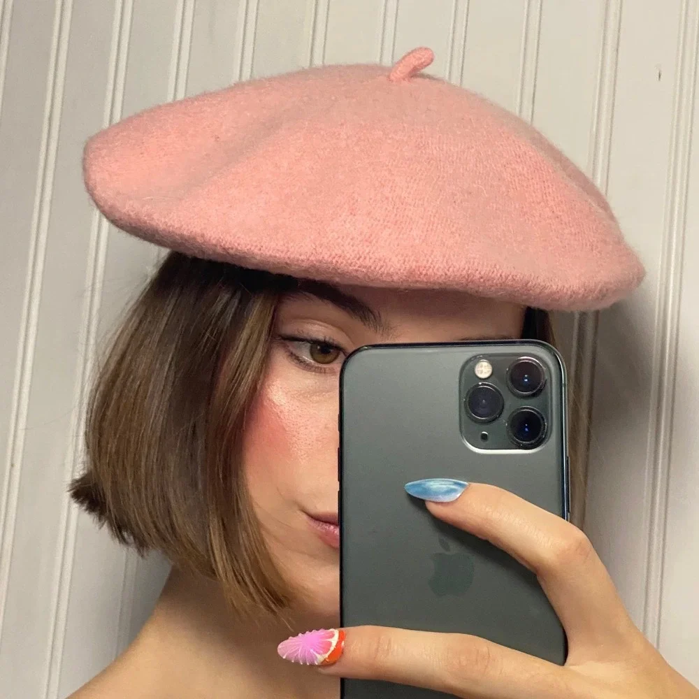 NWOT Coquette Pink Wool Blend Beret French Girl Parisian Chic Soft Girl - OS